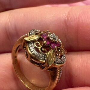 925 and Gold Ruby  Ring ( used ones my daughter removed the tag accidentally)